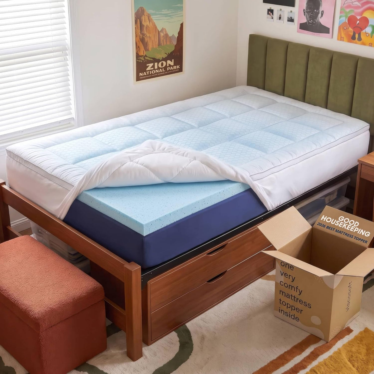 Viscosoft 4 Inch Hybrid Mattress Topper Twin XL - Memory Foam & Pillow Top