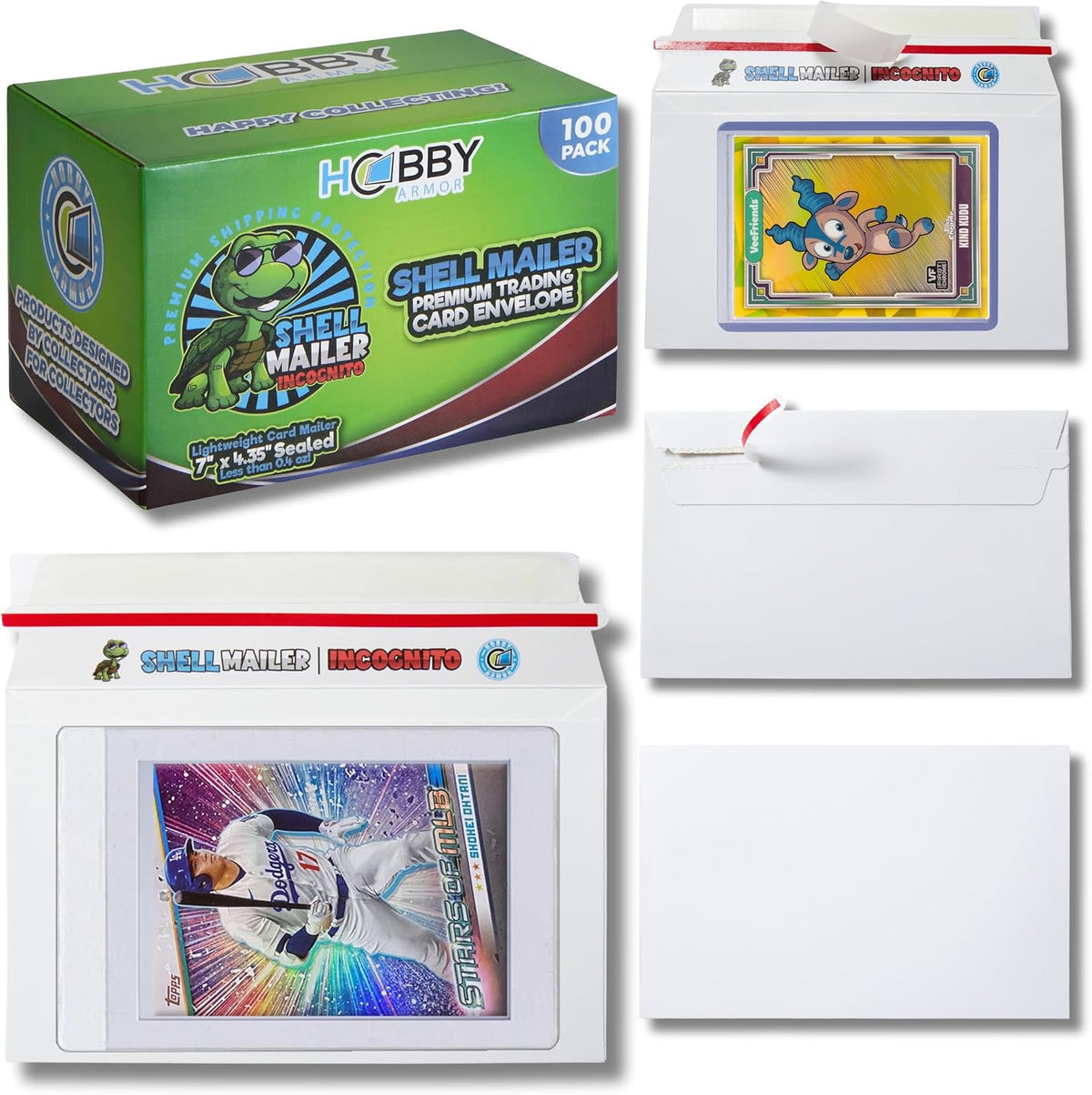 Shell Mailer Incognito Trading Card Envelopes for Shipping 100 Card Mailers