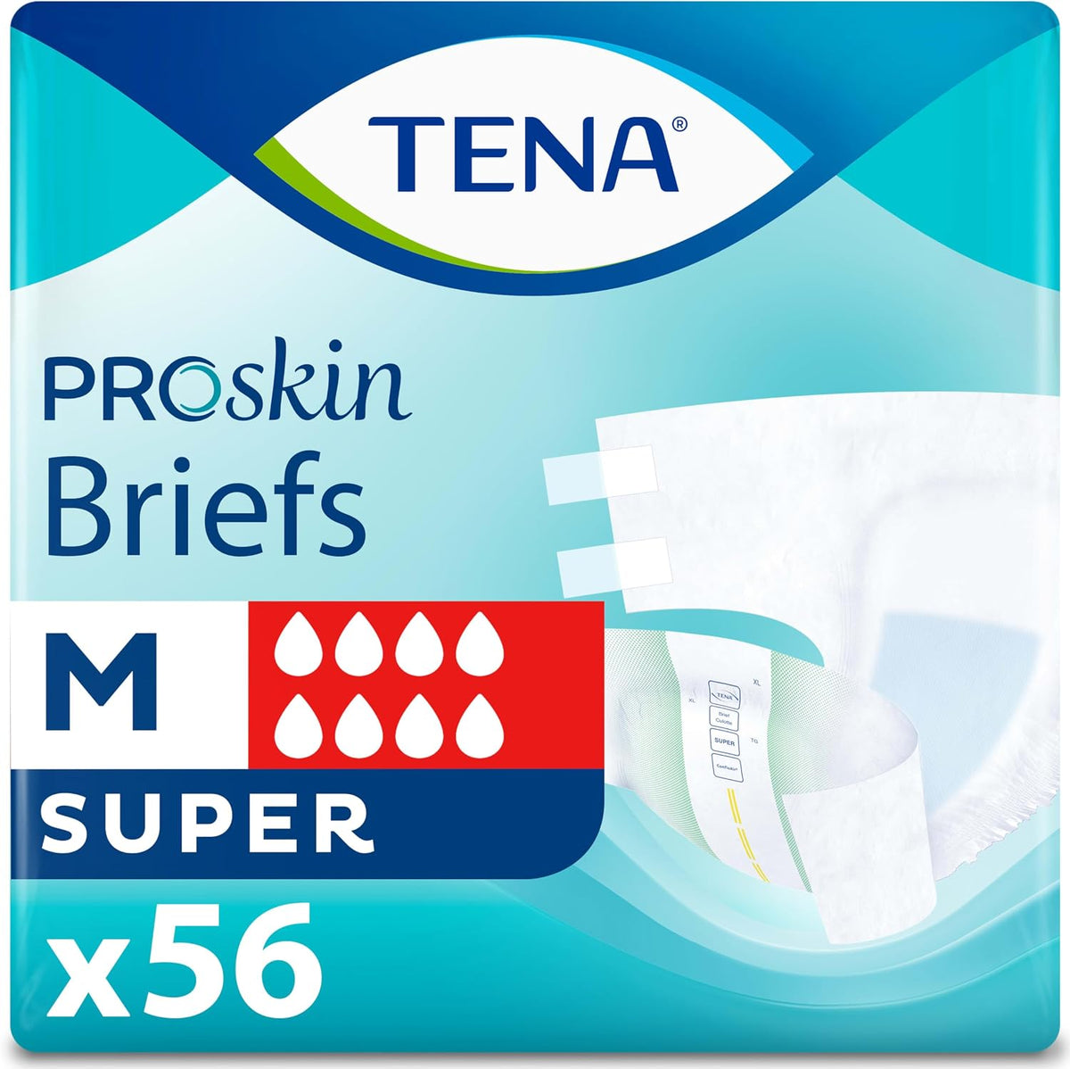 TENA Proskin Super Briefs, Incontinence Adult Diapers, Unisex, Large, 56 ct