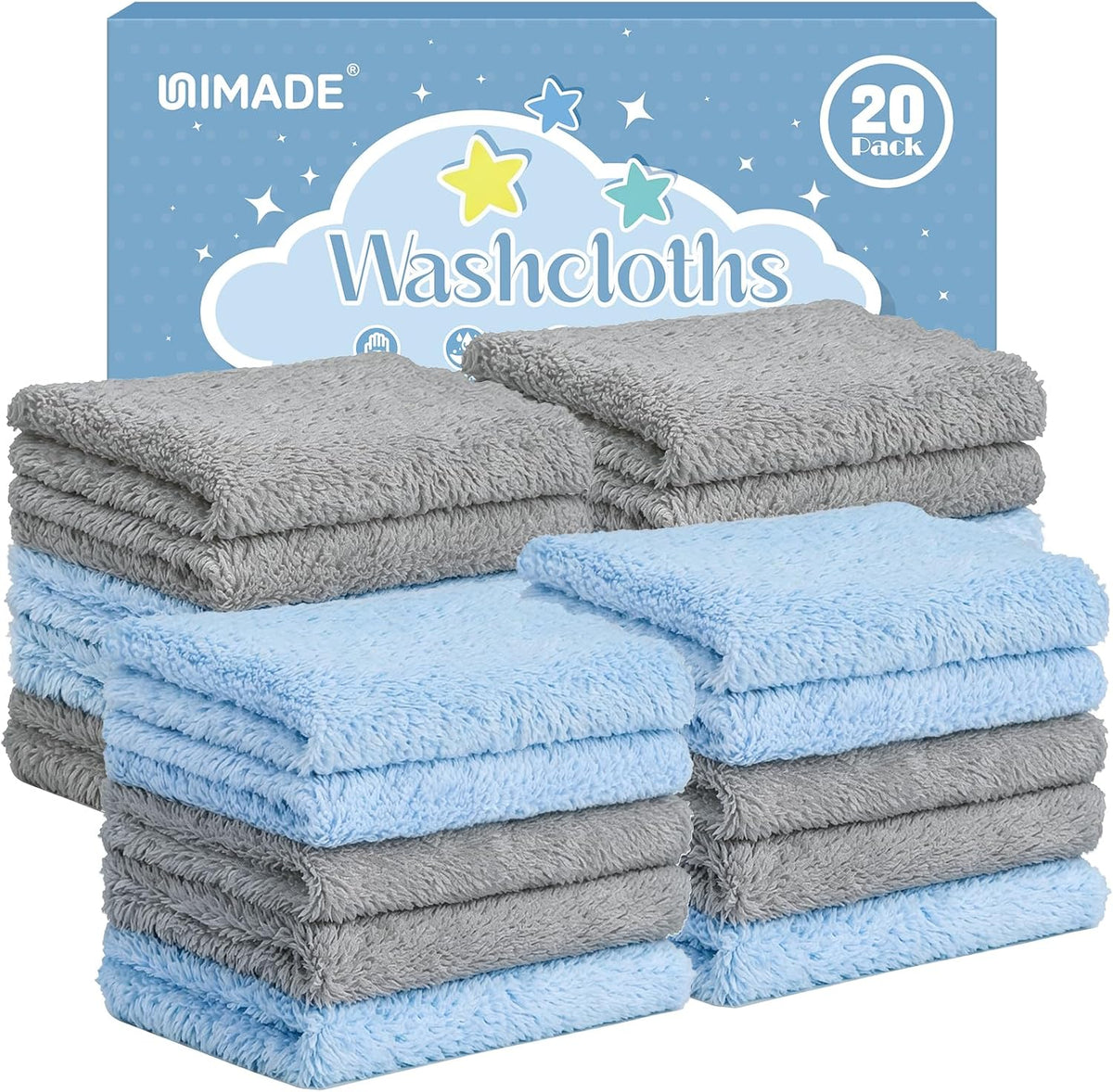 UNIMADE Baby Washcloths, Super Soft Microfiber Coral Fleece Wash Cloths