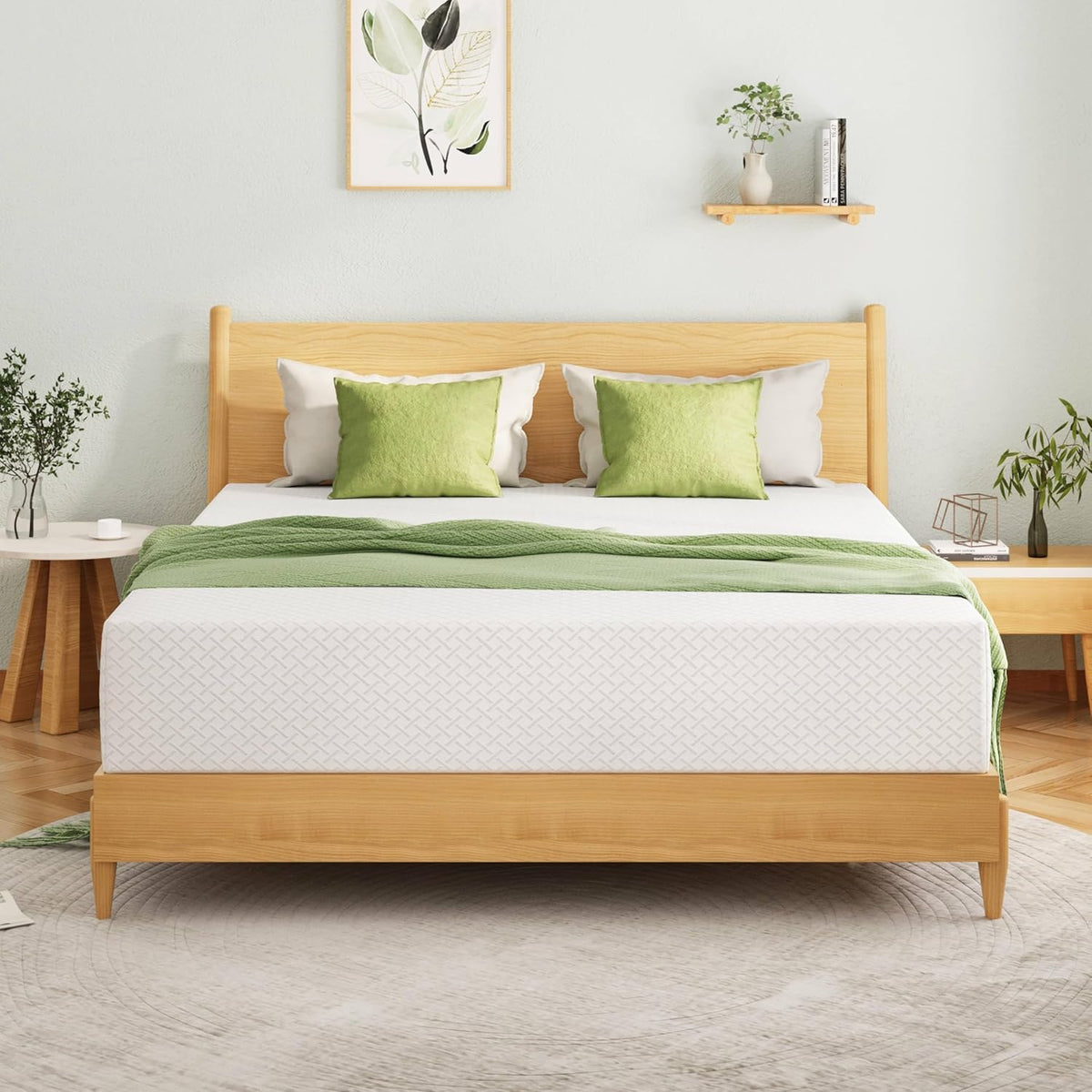 EGOHOME Full Size Memory Foam Mattress 8 Inch, Green Tea, Medium Firm
