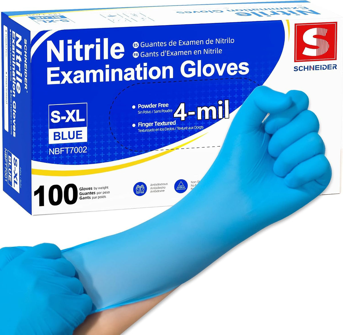 Schneider Nitrile Gloves, Gloves Disposable Latex Free, Powder Free