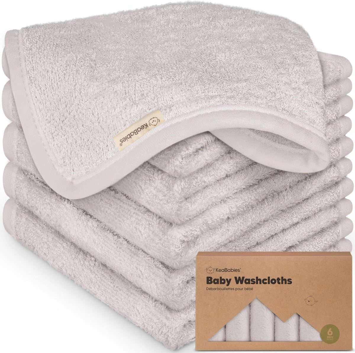 6-Pack Baby Washcloths, Soft Absorbent Washcloths for Face, Body (White)