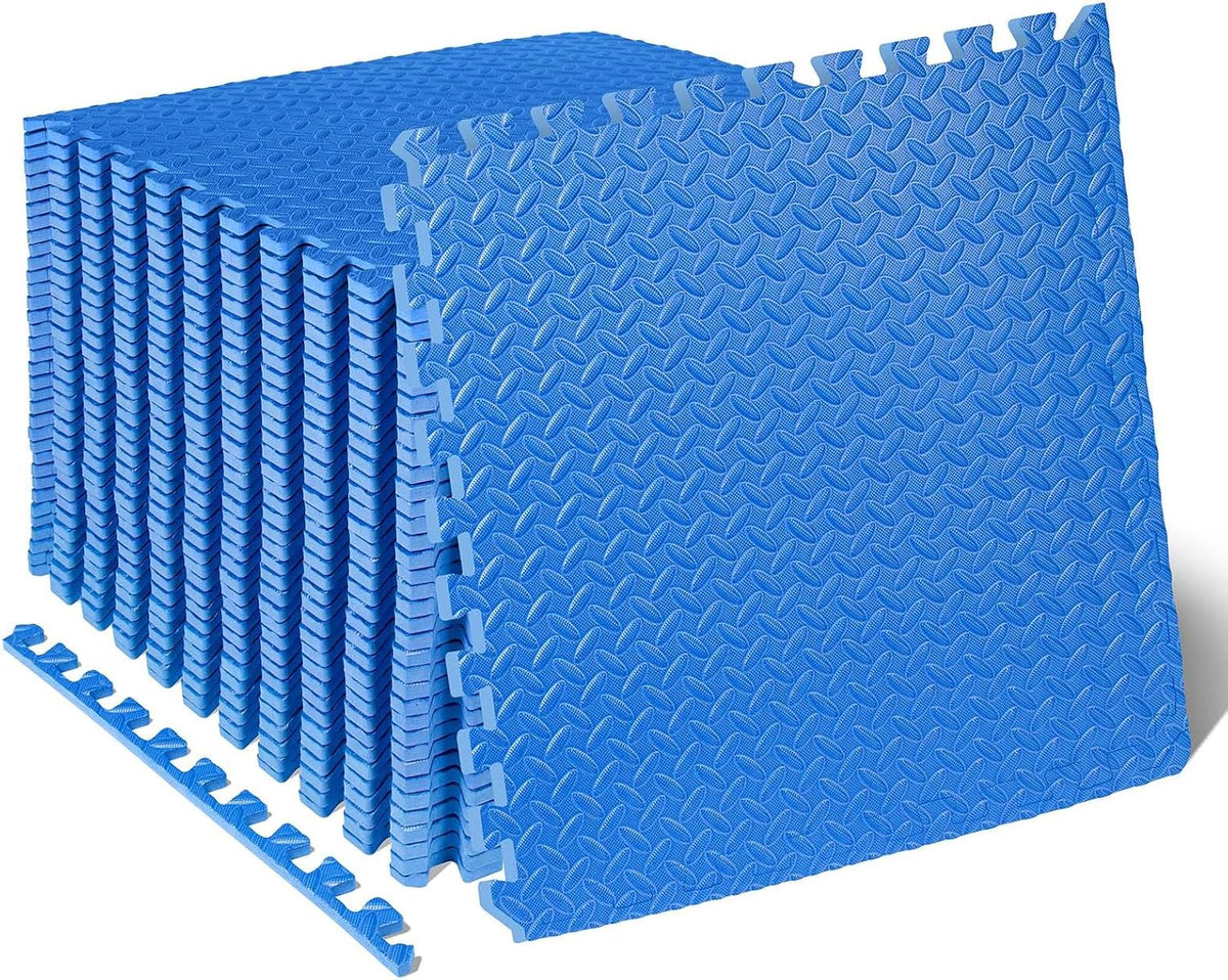 ProsourceFit Exercise Puzzle Mat ½-inch, EVA Interlocking Foam Floor Tiles for Home Gym, Workout Equipment, Kids Play Areas, Black, 24 SQ FT - 6 Tiles