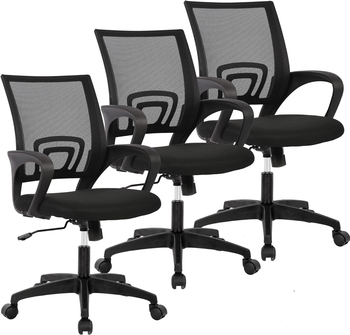 BestOffice Ergonomic Office Chair | Mid-Back Swivel Desk Chair | Dark Black
