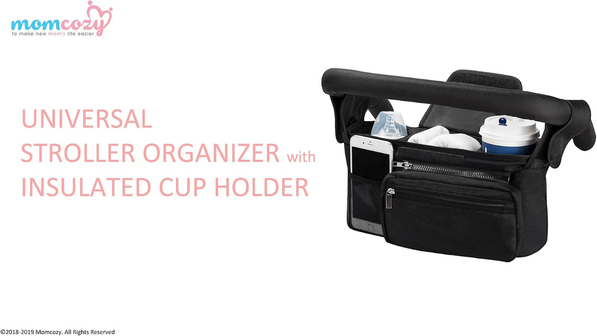 Momcozy Universal Stroller Organizer with Insulated Cup Holder