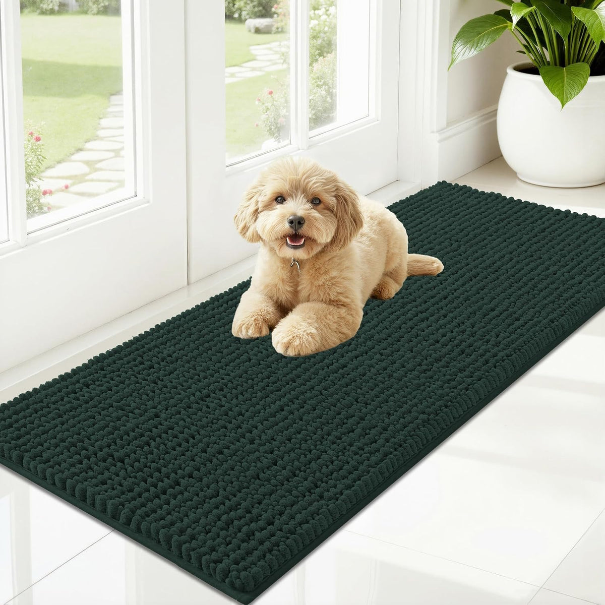 OLANLY Dog Door Mat for Muddy Paws 30x20, Extra Absorbent Chenille Mud Mat