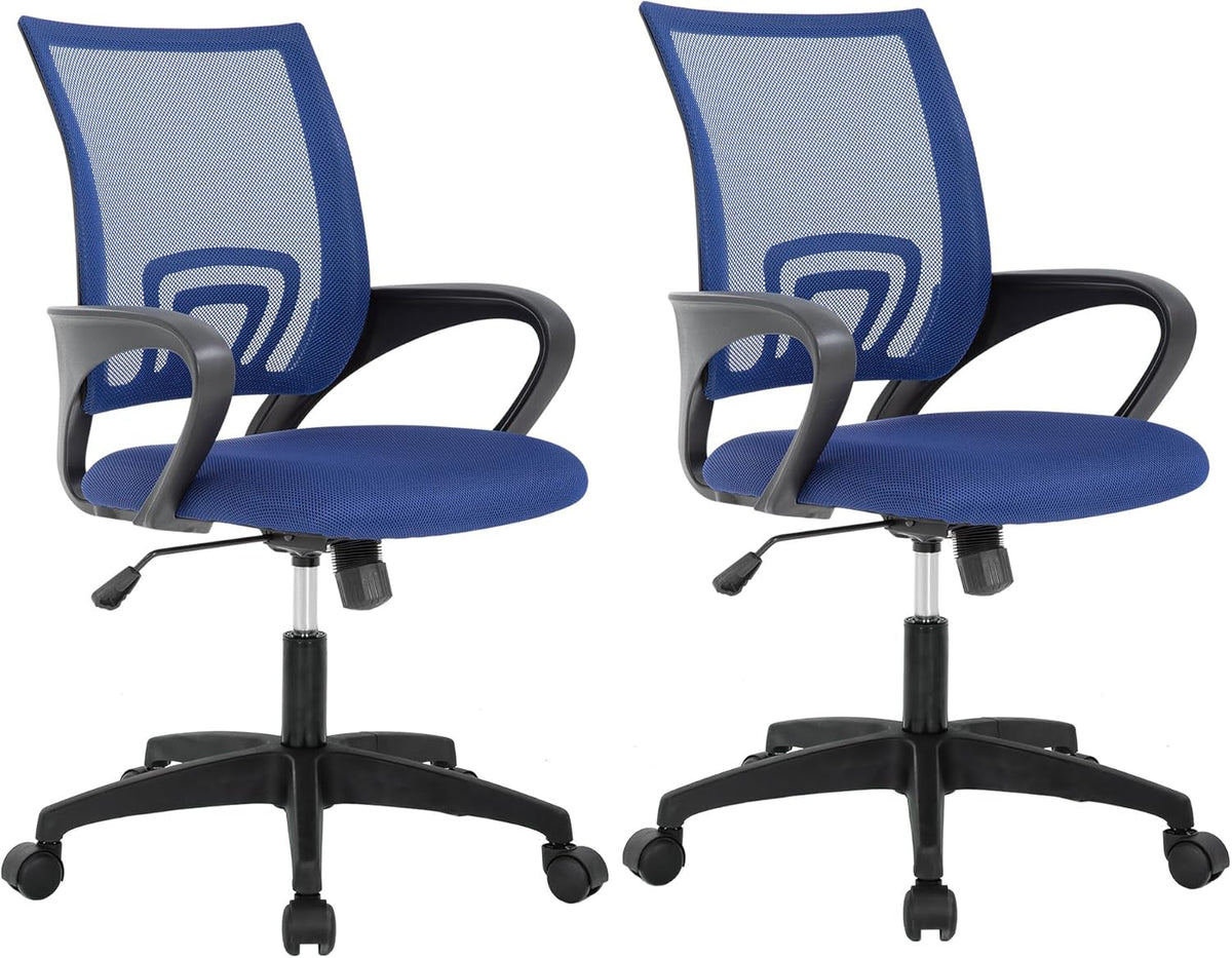 BestOffice Ergonomic Office Chair | Mid-Back Swivel Desk Chair | Dark Black