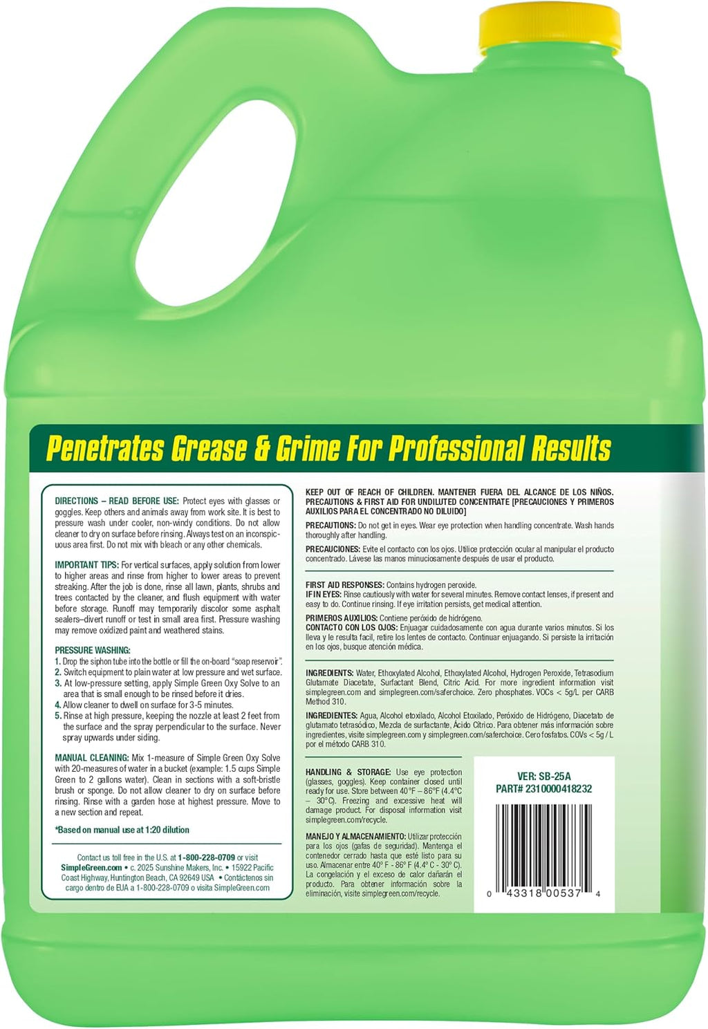 Oxy Solve House and Siding Pressure Washer Cleaner - Removes Stains from Mold & Mildew on Vinyl, Aluminum, Wood, Brick, Stucco - Concentrate 1 Gal.