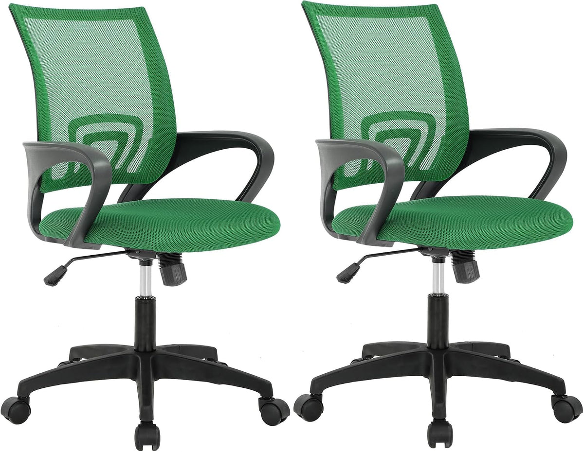 BestOffice Ergonomic Office Chair | Mid-Back Swivel Desk Chair | Dark Black