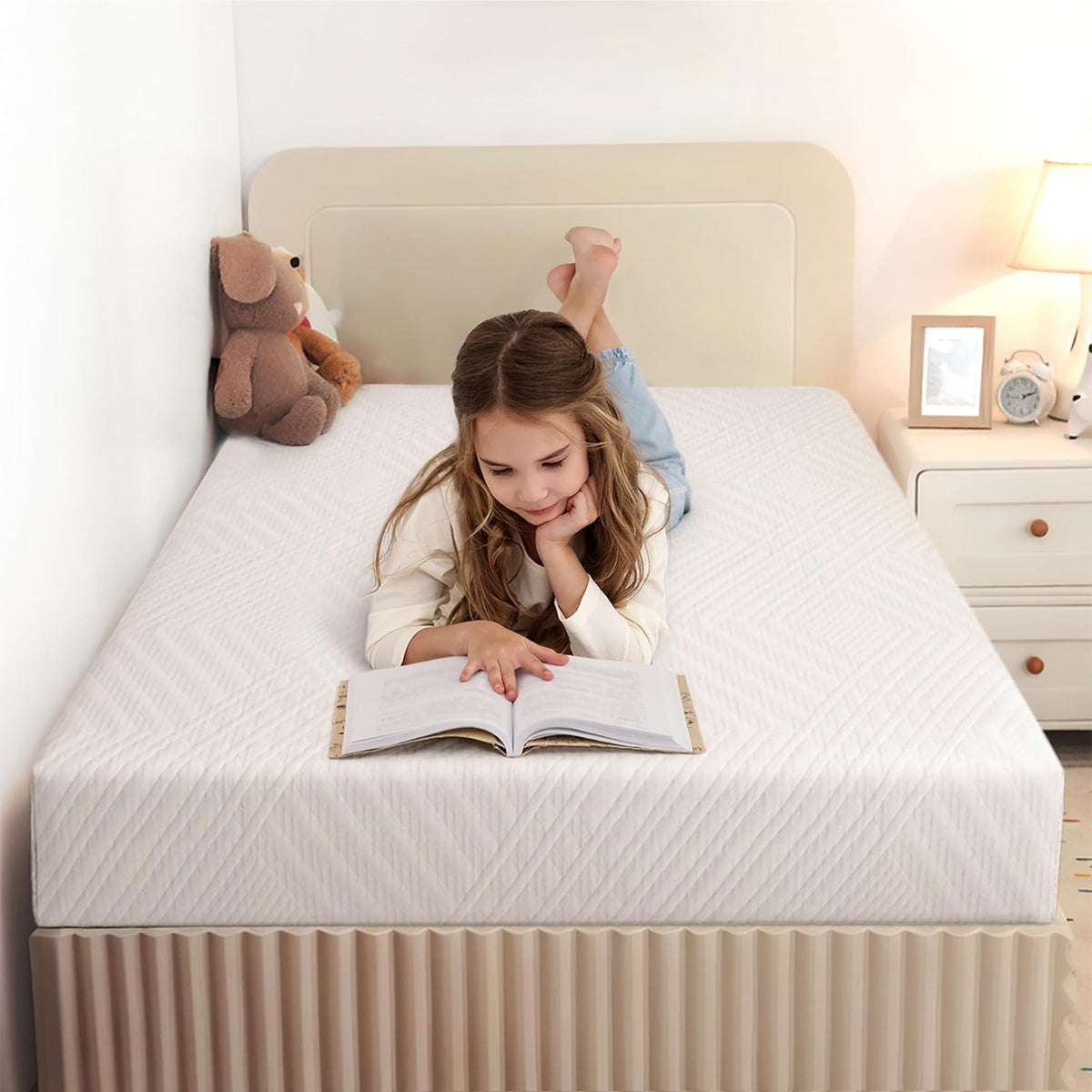 MLILY 8 Inch Twin Mattress for Kids Green Tea Memory Foam Medium Firm
