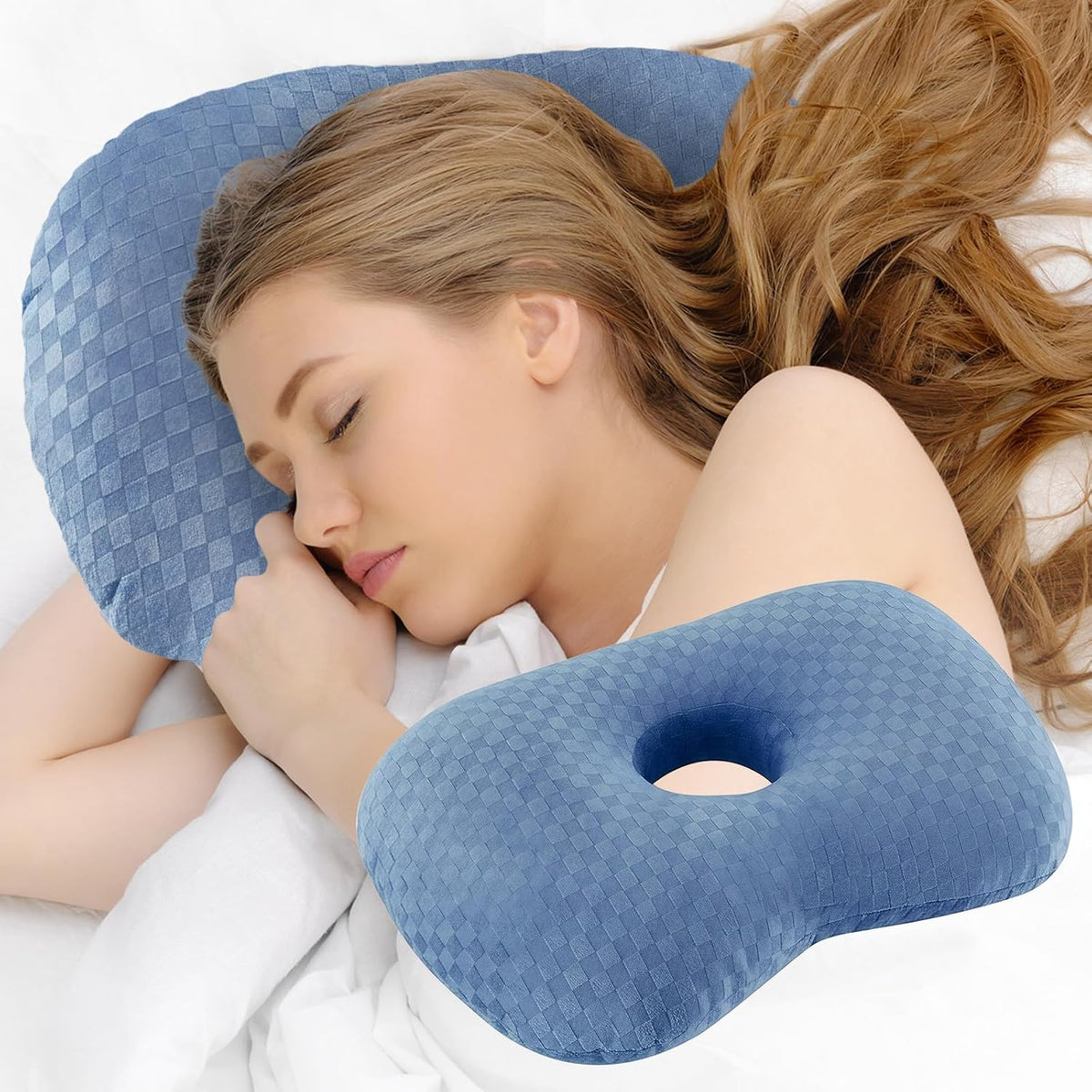 Ear Piercing Pillow, Ear Pillow with Ear Hole for Side Sleepers