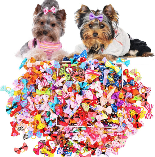 Small Dog Hair Bows with Rubber Bands for Small Medium Dogs