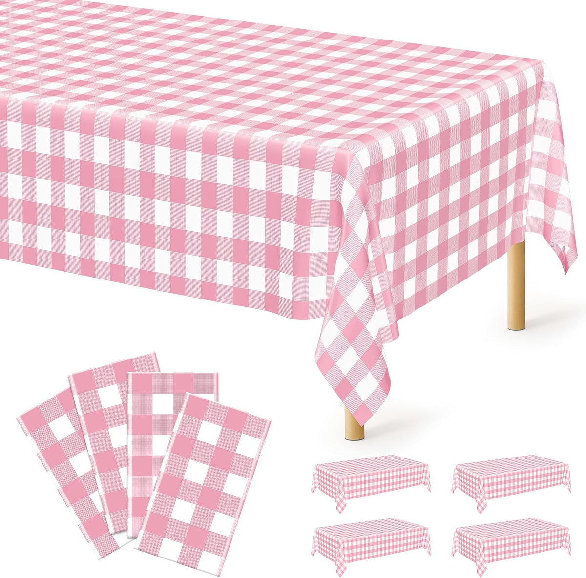 4Pack Black and Gold Tablecloths for Events, 54" x 108" Plastic Table Cloth Disposable for Rectangle Tables, Waterproof Table Cloth Cover for New Years Eve Decorations Holiday Birthday Wedding Dining