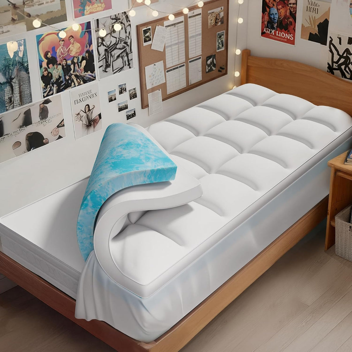 Queen Size Dual Layer 4 Inch Memory Foam Mattress Topper