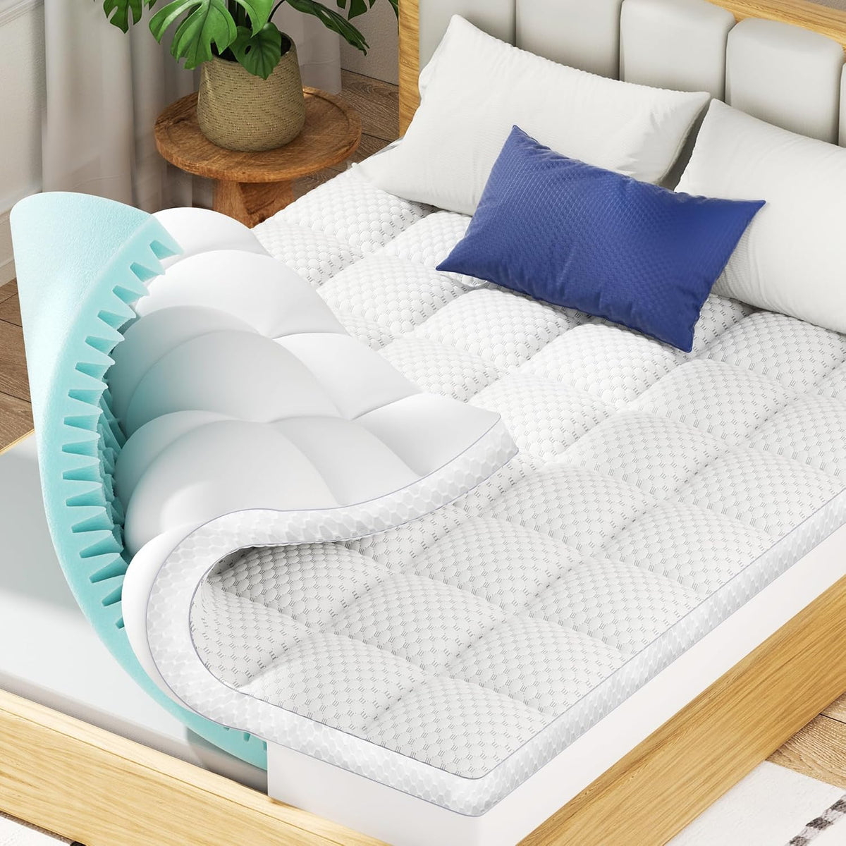BEDELITE Dual Layer King Size Memory Foam Mattress Topper