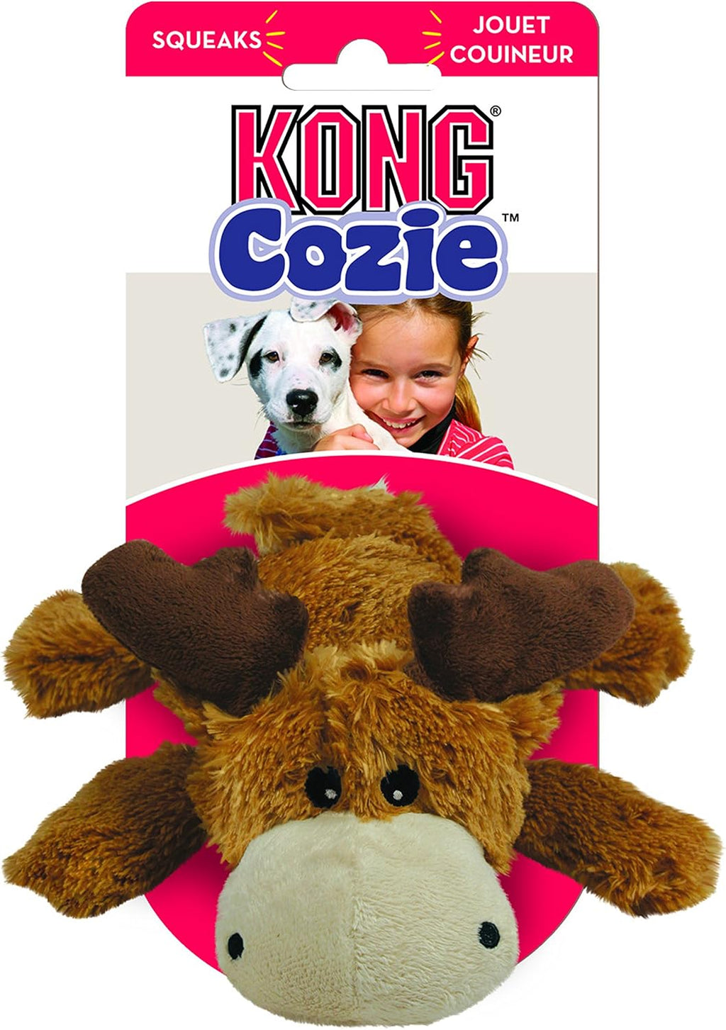 KONG Cozie Marvin Moose Plush Dog Toy, for Small/Medium Dogs | Soft Indoor Cuddle Plush Toy with a Squeaker & Minimal Stuffing, Great for Snuggling & Gentle Indoor Play