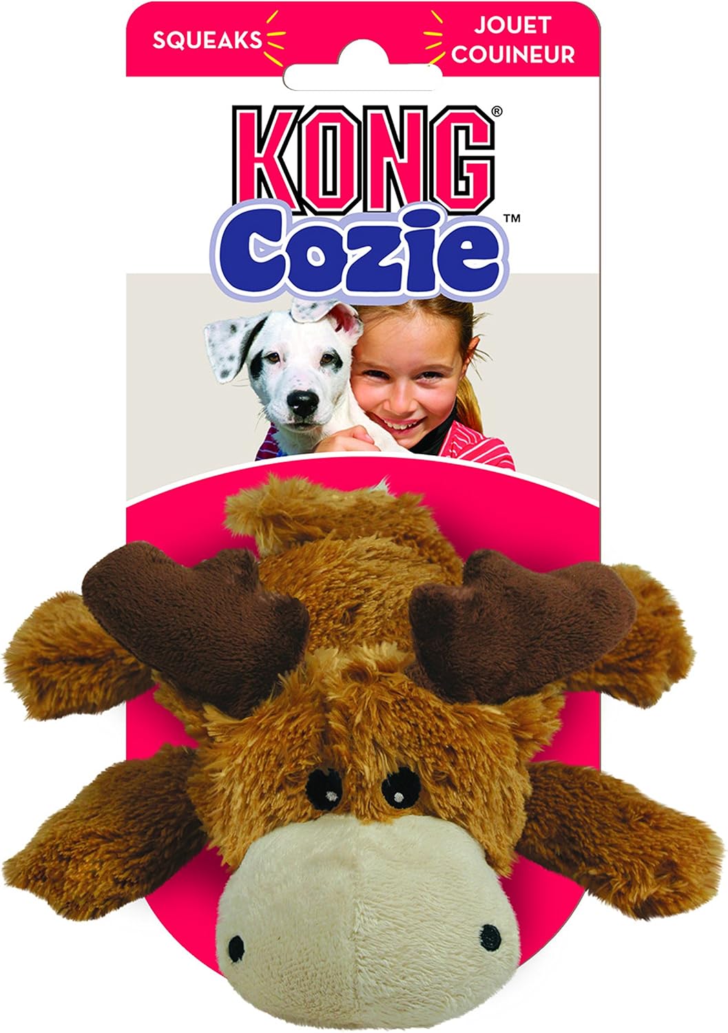 KONG Cozie Marvin Moose Plush Dog Toy, for Small/Medium Dogs | Soft Indoor Cuddle Plush Toy with a Squeaker & Minimal Stuffing, Great for Snuggling & Gentle Indoor Play