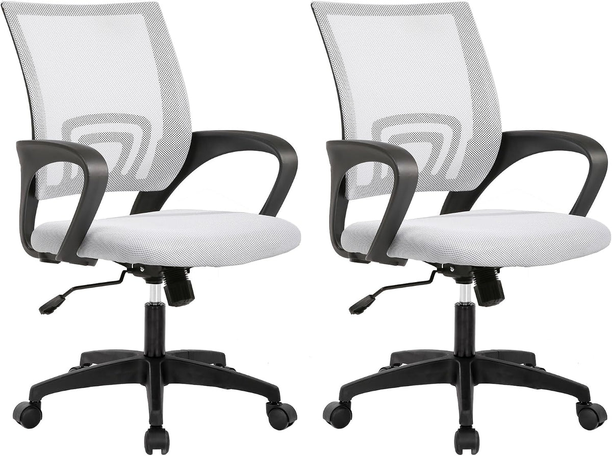 BestOffice Ergonomic Office Chair | Mid-Back Swivel Desk Chair | Dark Black