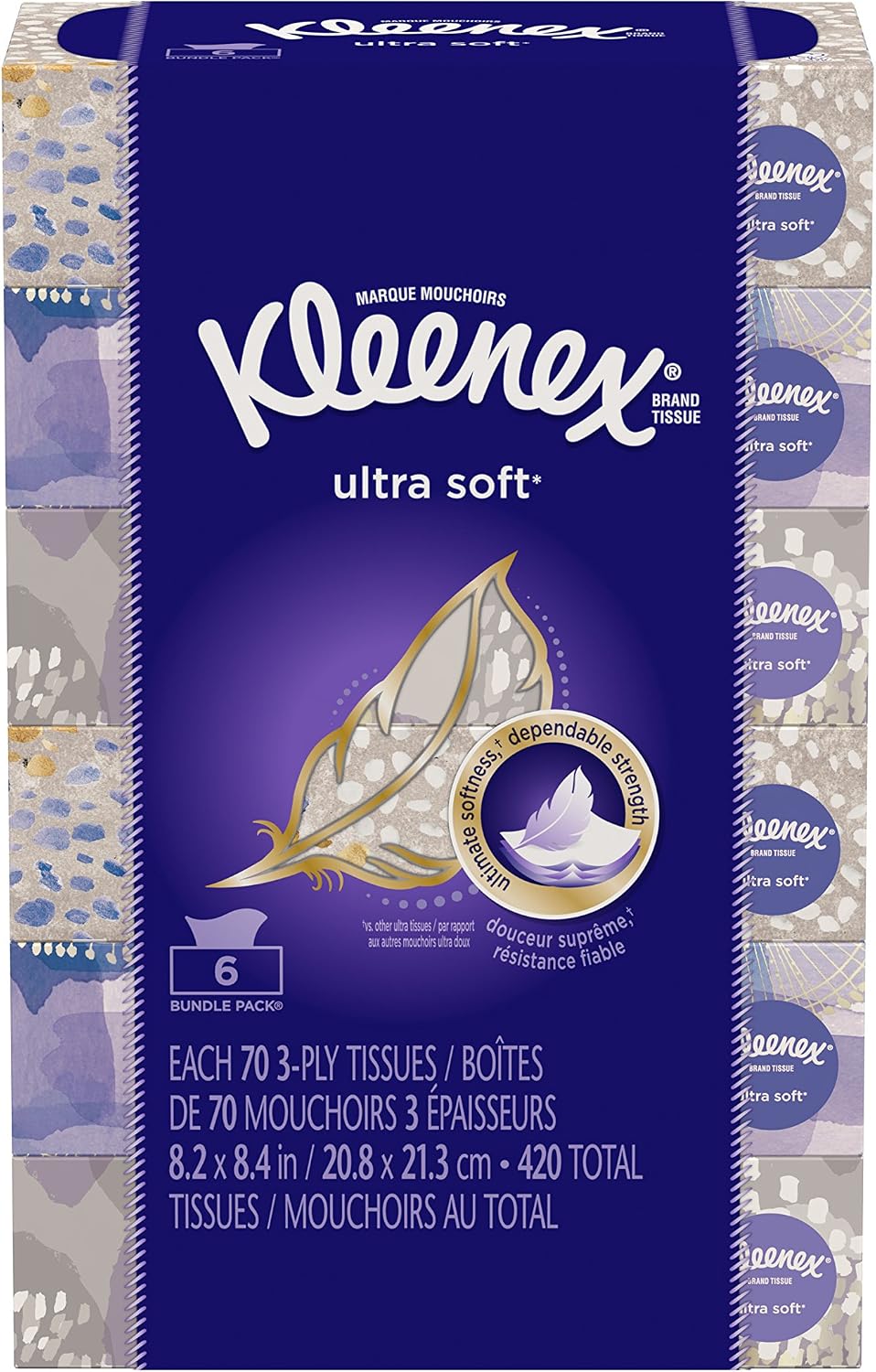 Kleenex Ultra Soft Facial Tissues, 8 Flat Boxes, 120 Tissues per Box (960 Total Tissues)