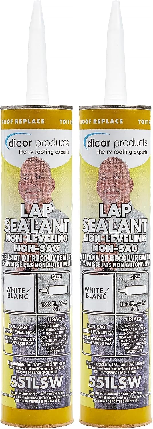 Dicor 501LSW-1 Self-Leveling Lap Sealant, White, 10.3 Oz, RV Roofing