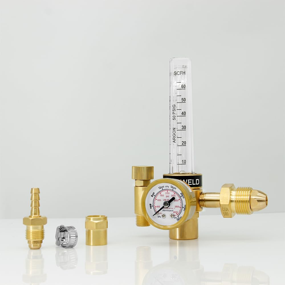 RX WELD Argon Regulator for MIG TIG Weld, CGA580, 6.6FT Hose