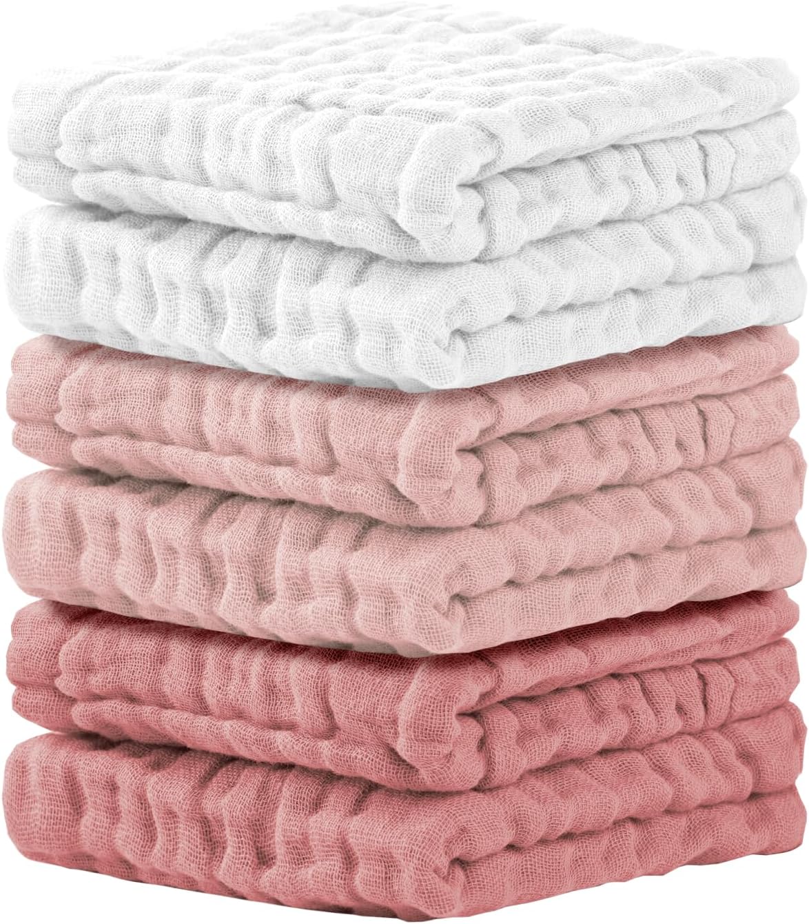 Cuddle Campus 6 Pack Muslin Baby Washcloths, Burp & Wash Cloths for Babies