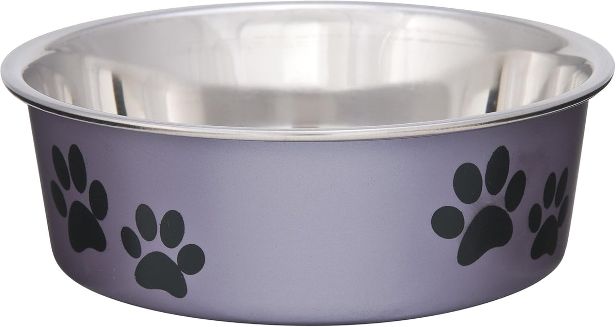 Loving Pets Bella Dog Bowls- Stainless Steel Dog & Cat Bowls - Spill Proof Dog Food Bowl, Cat Bowl, Puppy Essentials & Pet Supplies Great for Home & Travel (Medium 20-35 lbs, Blueberry)