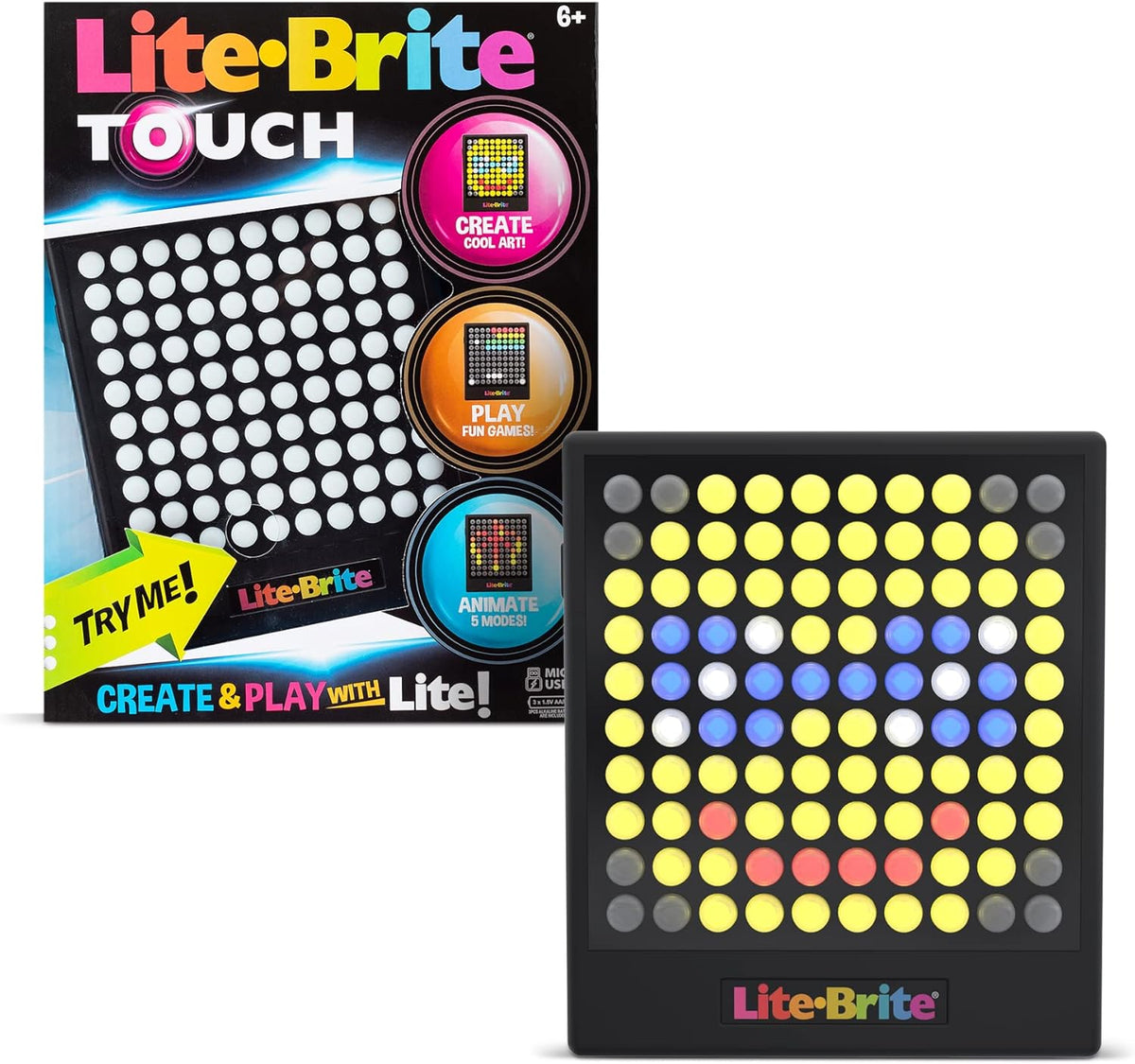 Lite-Brite Touch - Create, Play and Animate - Light Up Portable Stem Sensory Learning Toy, Creative Art Stem Toy for Girls, Boys, Unisex, Toddler, Holiday, Birthday, Gift, Ages 6+