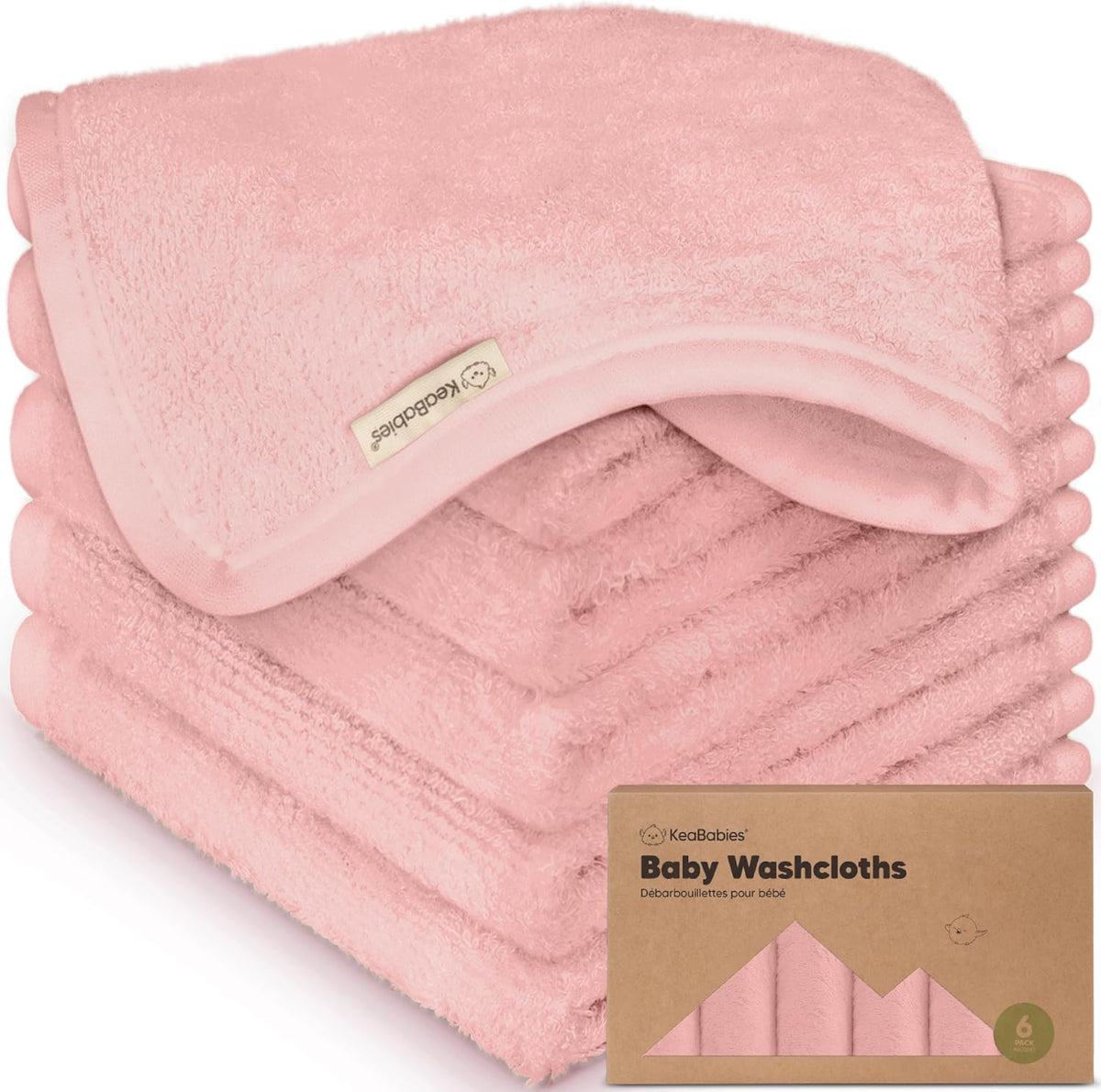 6-Pack Baby Washcloths, Soft Absorbent Washcloths for Face, Body (White)