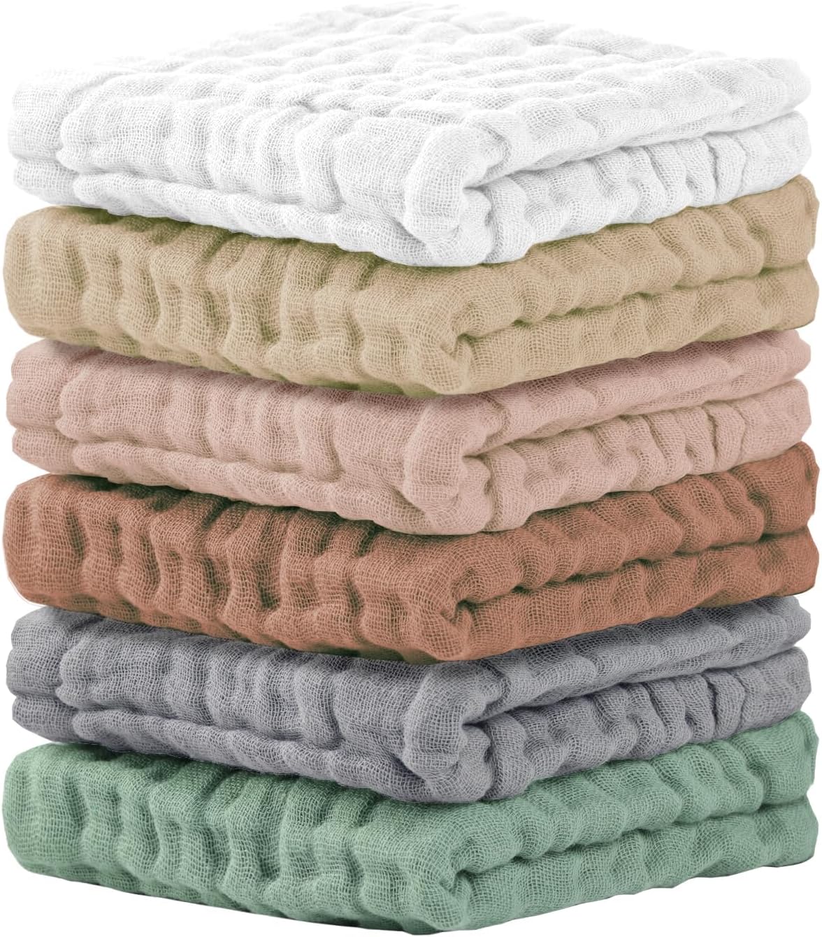 Cuddle Campus 6 Pack Muslin Baby Washcloths, Burp & Wash Cloths for Babies