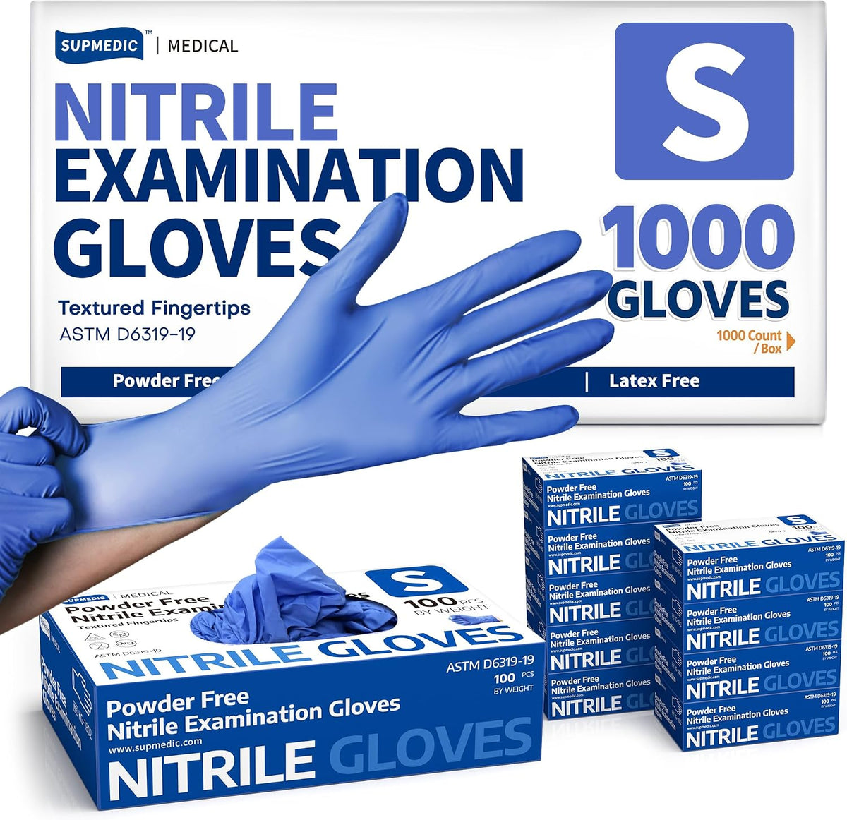 Supmedic Soft Max™ Nitrile Exam Gloves, Powder-Free Disposable Blue Iris