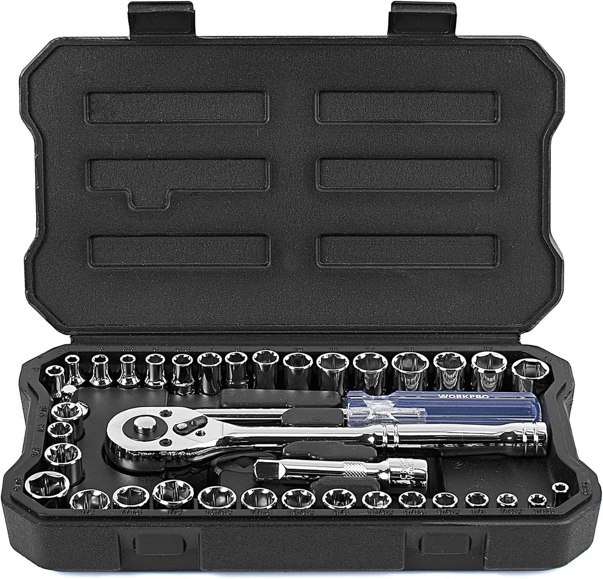 WORKPRO 39-Piece Drive CR-V Socket Set(1/4" & 3/8")