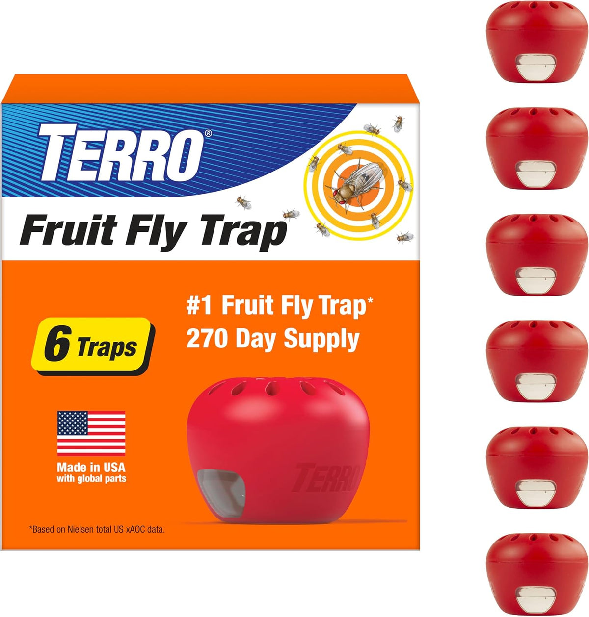 TERRO Fruit Fly Trap Refills, 4 Pack Liquid Bait Replacement for Home
