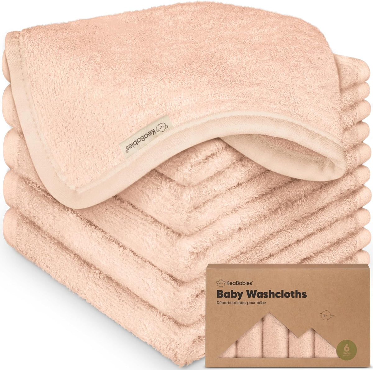 6-Pack Baby Washcloths, Soft Absorbent Washcloths for Face, Body (White)