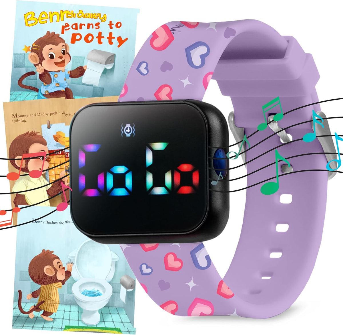 Potty Training Watch for Kids V2 – A Water Resistant Toilet Reminder Device for Boys & Girls to Train Your Toddler with Fun/Musical & Vibration Interval Reminder with Potty Training eBook (Pink)