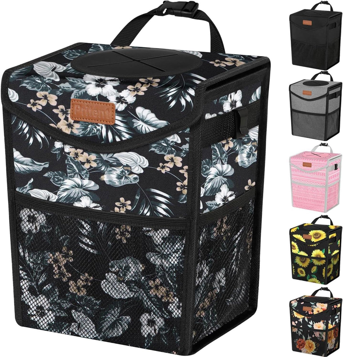 Pritent Car Trash Can with Lid Leakproof Car Garbage Bag Vehicle Trash Bin