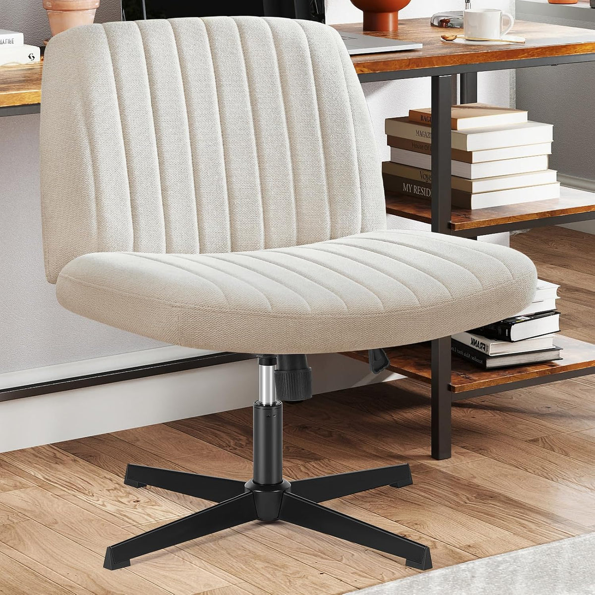 Sweetcrispy Criss Cross Chair, Armless Office Desk Chair