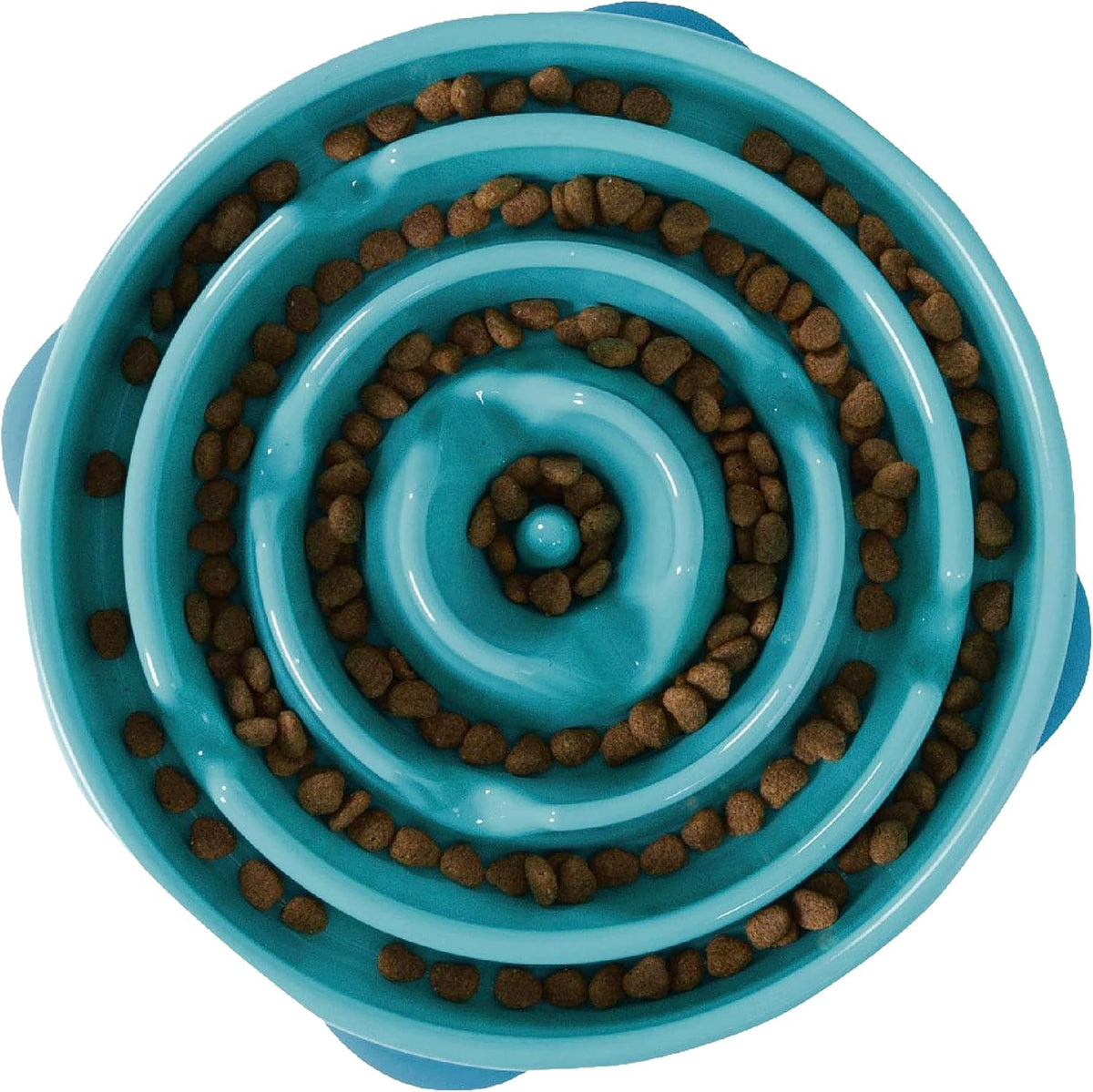 Outward Hound Fun Feeder Slo Bowl – Medium 2‑Cup Capacity, Slow Feeding, Small to Medium Dogs & Cats, Non-Slip, Turquoise, Drop Pattern | Slows Fast Eaters, Can Aid Digestion, Holds 2 Cups Dry or Wet Food, Non-Slip, Easy Clean, No BPA, Small to Medium Dog