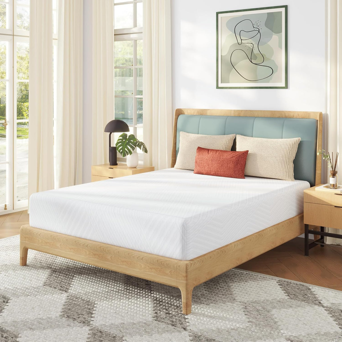 MLILY 8 Inch Twin Mattress for Kids Green Tea Memory Foam Medium Firm