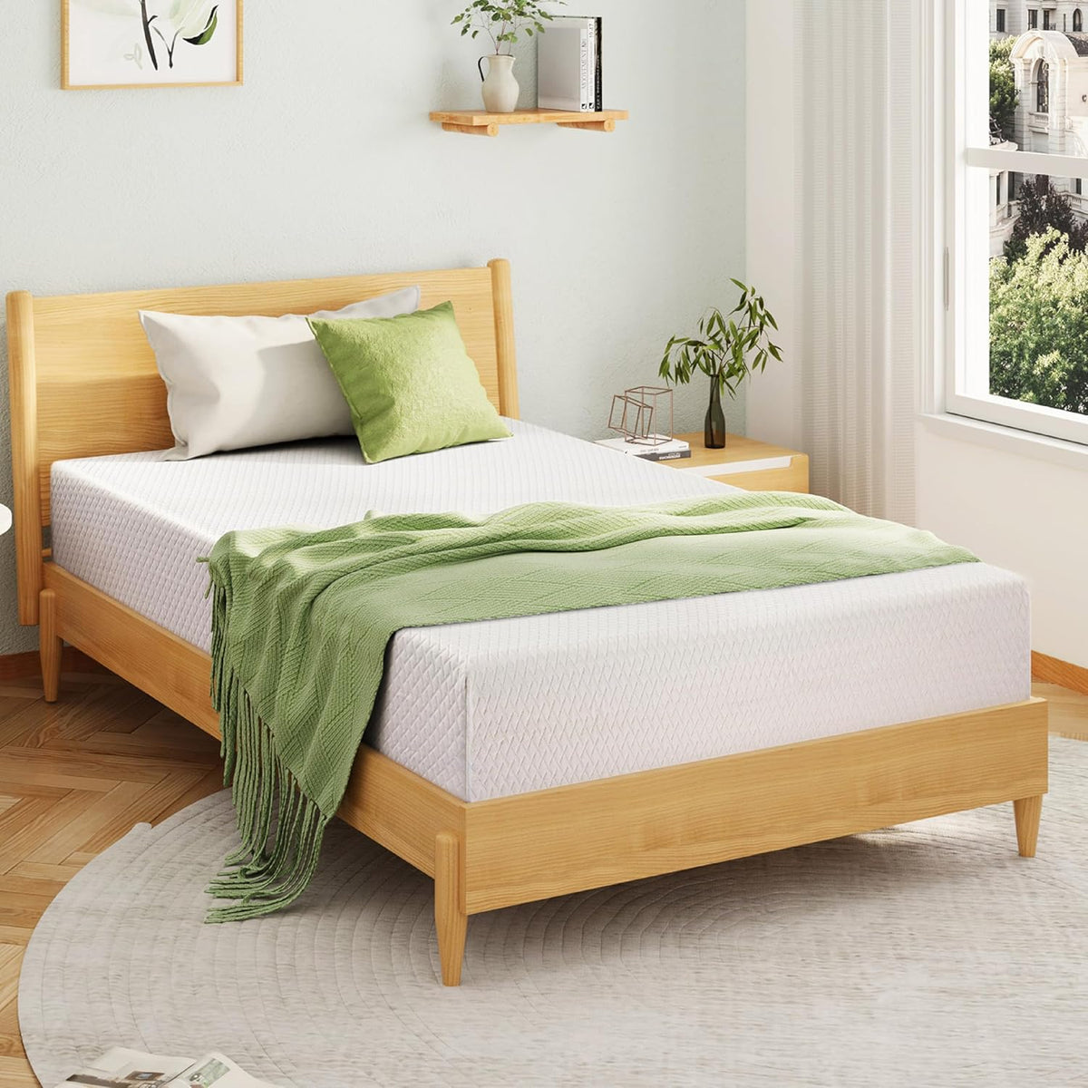 EGOHOME Full Size Memory Foam Mattress 8 Inch, Green Tea, Medium Firm