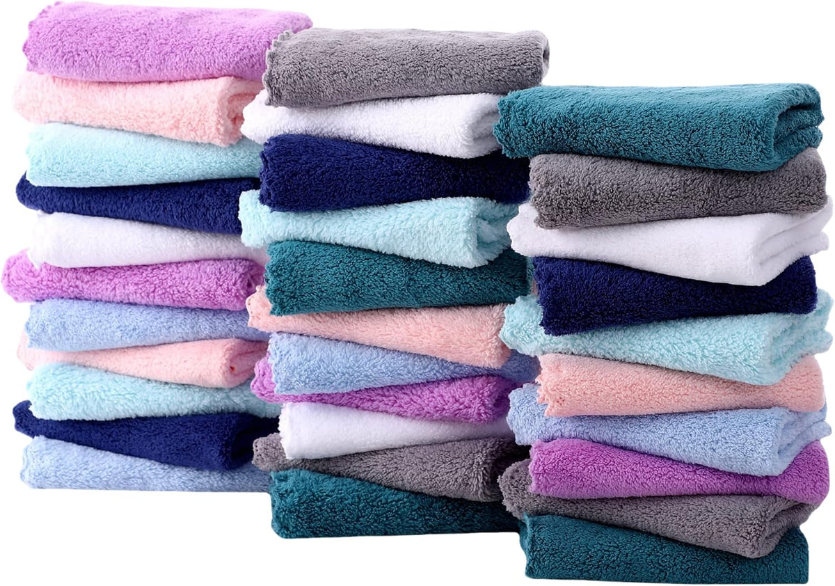 16 Pack Baby Washcloths - Luxury Multicolor Coral Fleece - Extra Absorbent and Soft Wash Clothes for Newborns, Infants and Toddlers - Suitable for Sensitive Skin and New Born - Baby Shower, 10x10 Inch