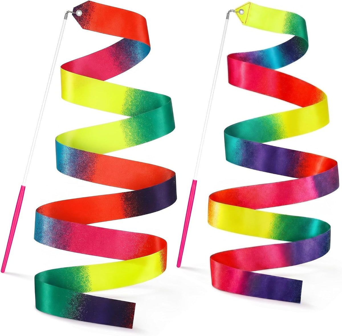 YGEOMER 12pcs Rainbow Gymnastics Dance Ribbon Wands