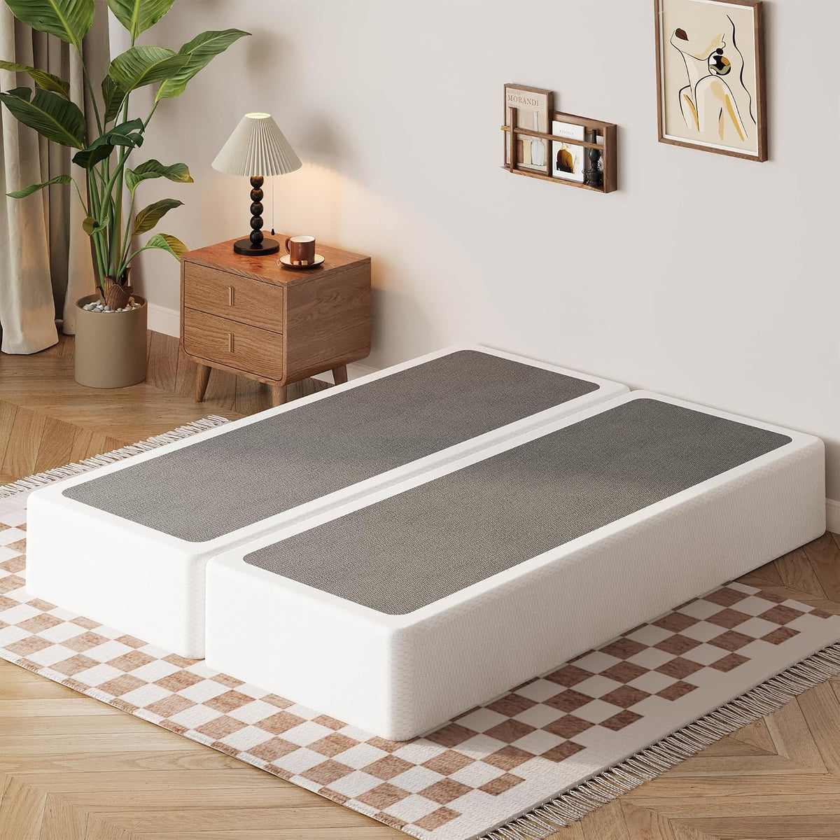EMODA 5 Inch Box Spring Queen Size Mattress Foundation with Fabric Cover