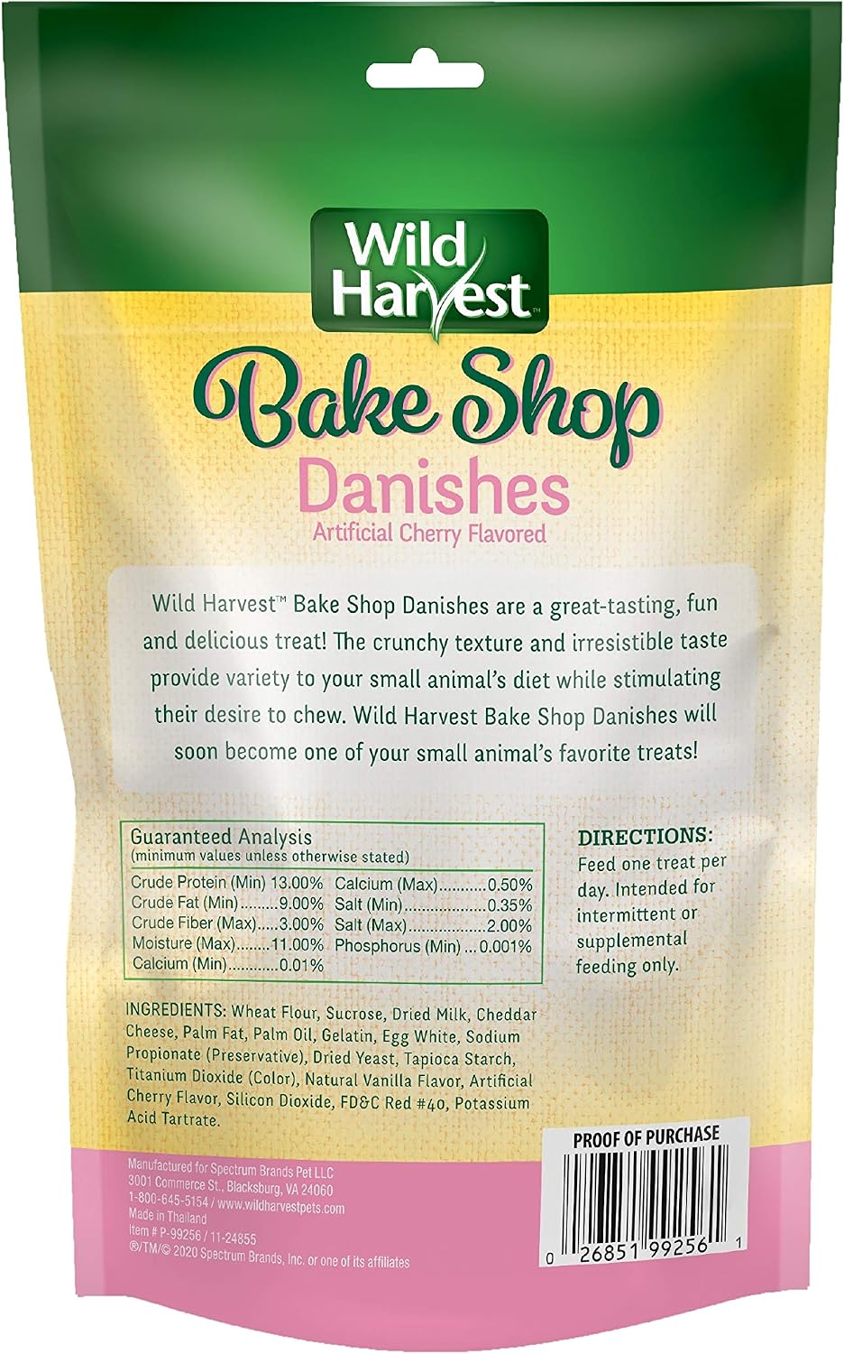 Wild Harvest Bake Shop Danishes 2 Ounces, Artificial Cherry Flavored, Treats for Guinea Pigs, Hamsters, Gerbils, Adult Rabbits and More