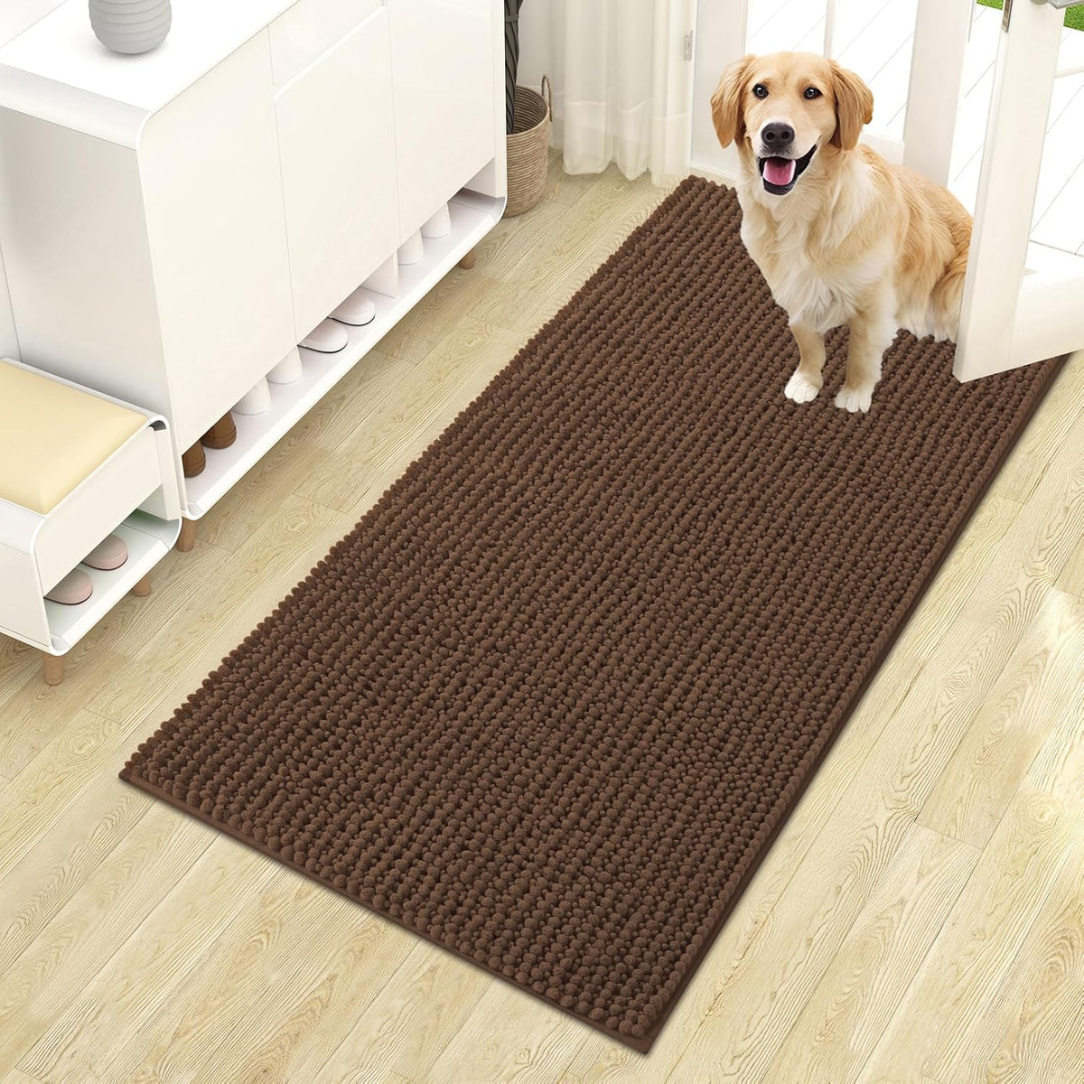 OLANLY Dog Door Mat for Muddy Paws 30x20, Extra Absorbent Chenille Mud Mat