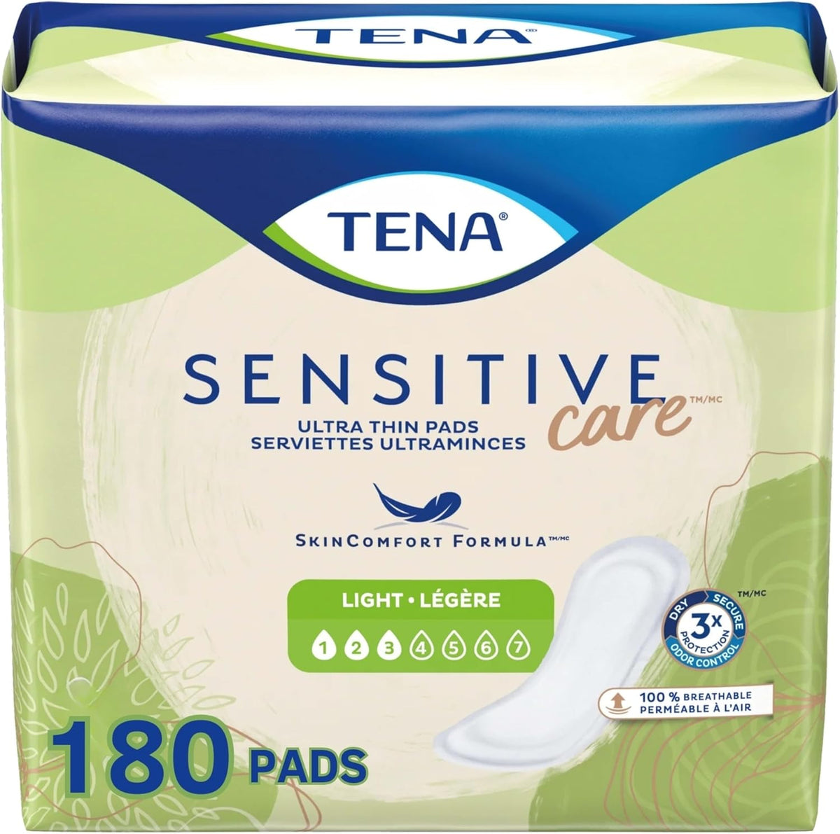 Tena Sensitive Care Ultra Thin Light Bladder Control Pads, 9 in, 180 ct