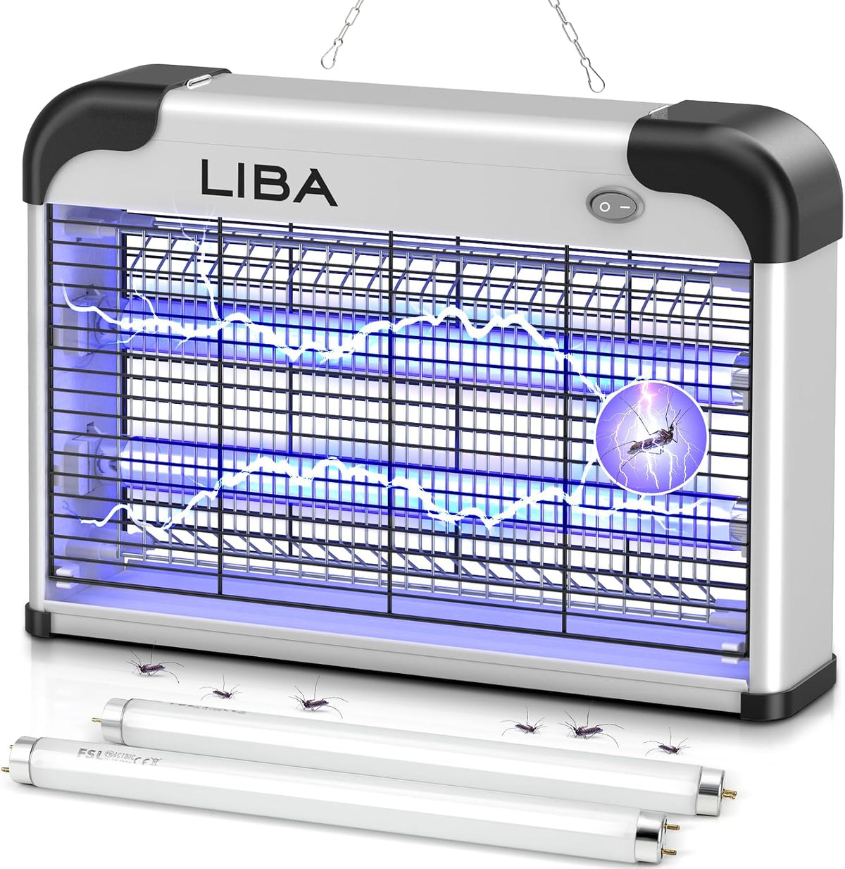 LiBa Bug Zapper 2800V Indoor, with 2 Extra Replacement Bulbs