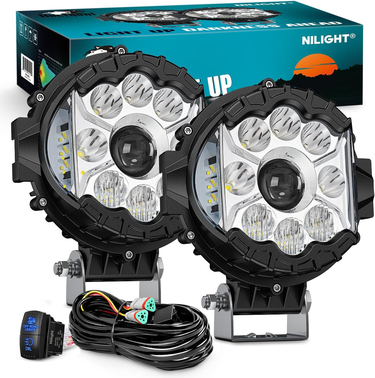 Nilight Led Pods 2Pcs 18W 1260LM Spot Off Road Lights Super Bright Driving Fog Boat Lamp Work Lighting Bar for Trucks Van Camper Wagon Car Pickup Golf Cart ATV UTV SUV Boat 4x4