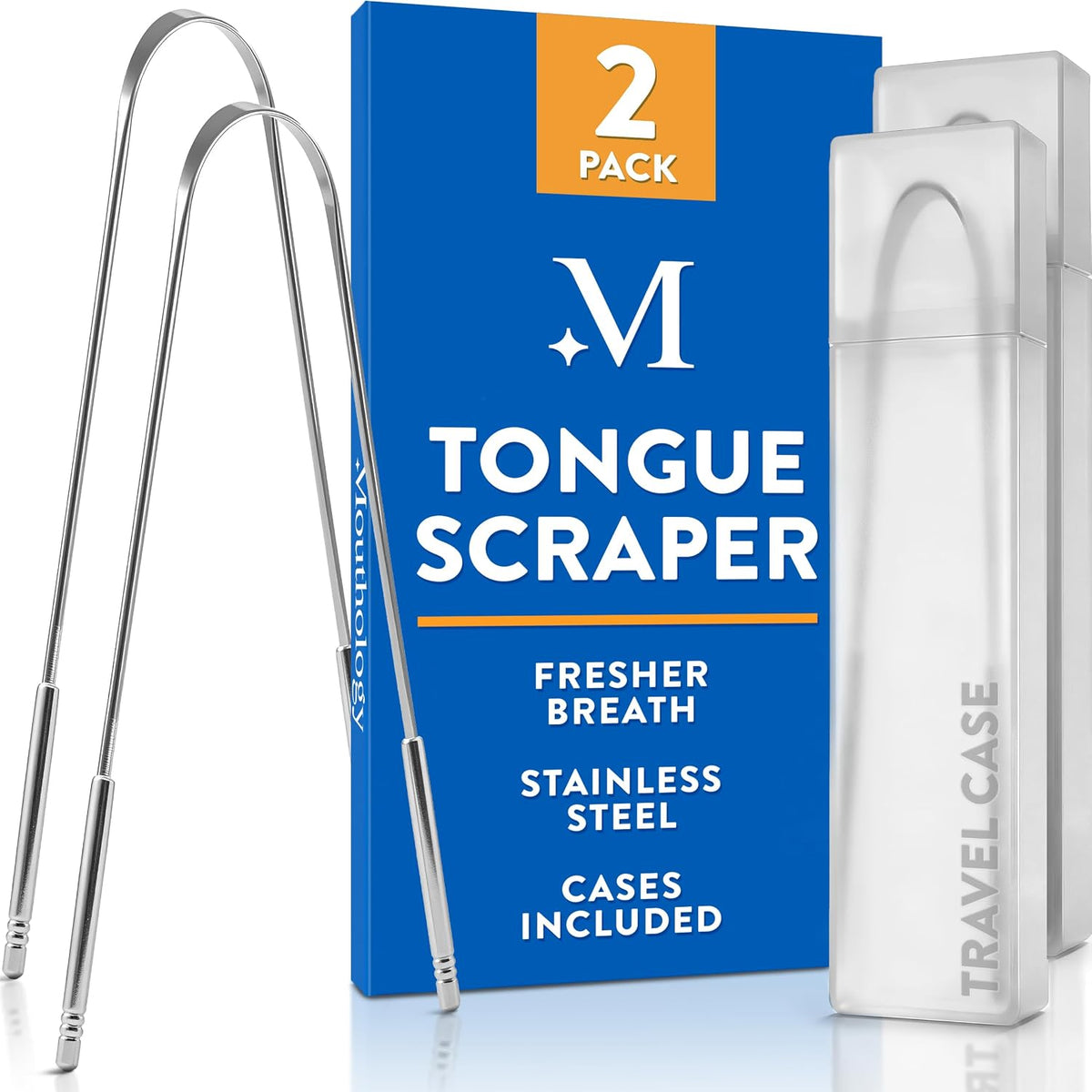 Mouthology Copper Tongue Scraper for Adults (2 Pack), Reduce Bad Breath, Metal Tongue Scraper, Tongue Cleaner, Tongue Scraper, Tongue Scrubber, Tongue Cleaner for Adults, Tongue Scraper Reusable
